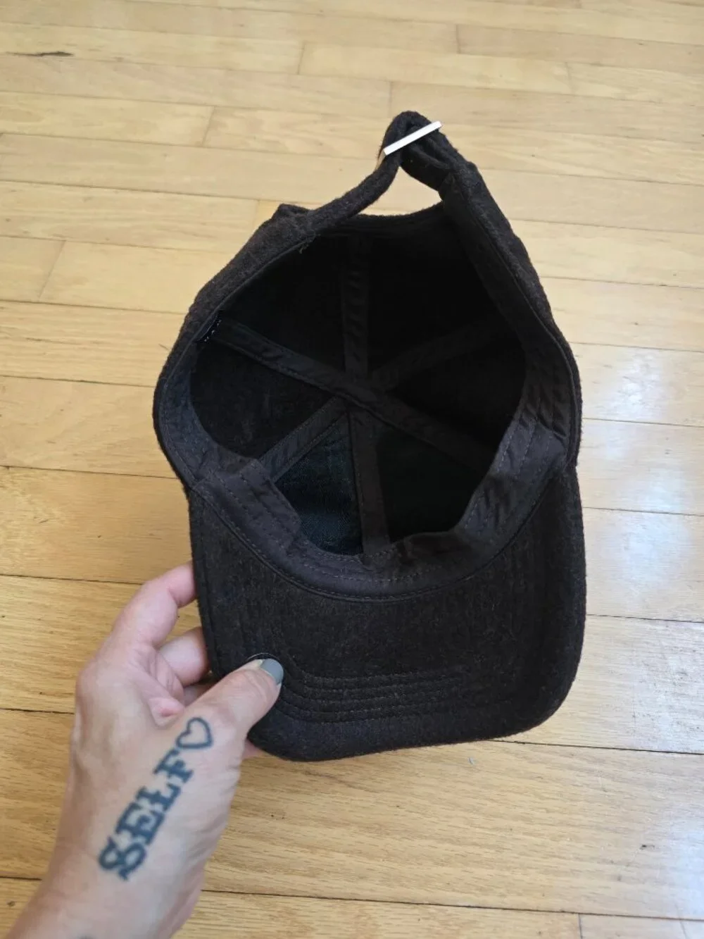 Gap | Dark Brown Wool Blend Minimalist Unstructured Strapback Dad Cap